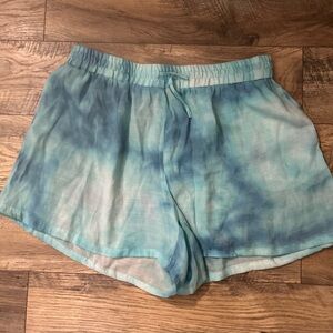 New York & Company Aqua Tie-Dye Athletic Shorts